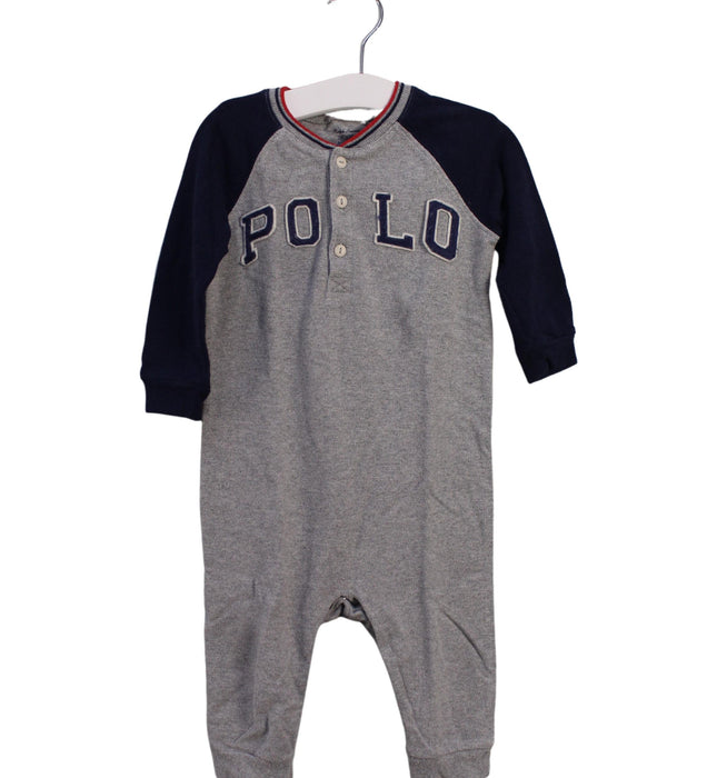 A Grey Long Sleeve Jumpsuits from Ralph Lauren in size 6-12M for boy. (Front View)