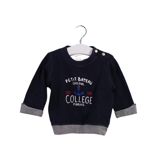 A Navy Crewneck Sweatshirts from Petit Bateau in size 6-12M for boy. (Front View)