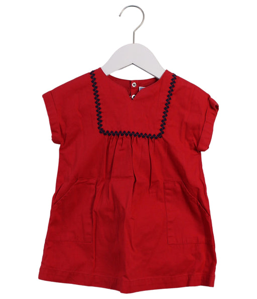 A Red Short Sleeve Dresses from Jacadi in size 2T for girl. (Front View)