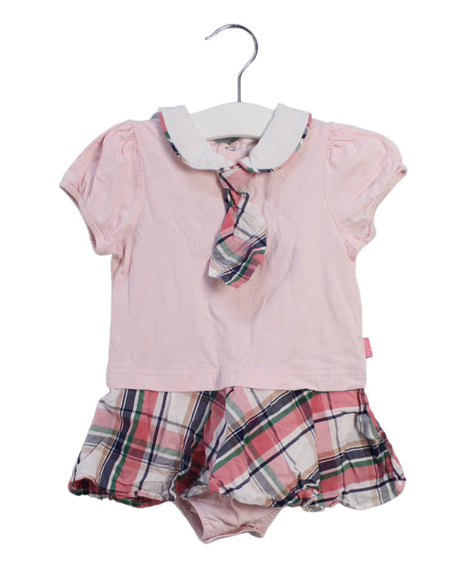 A Pink Short Sleeve Bodysuits from Mides in size 6-12M for girl. (Front View)