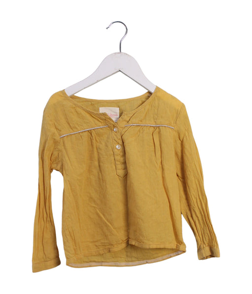 A Yellow Long Sleeve Tops from Sunset Limonade in size 4T for girl. (Front View)