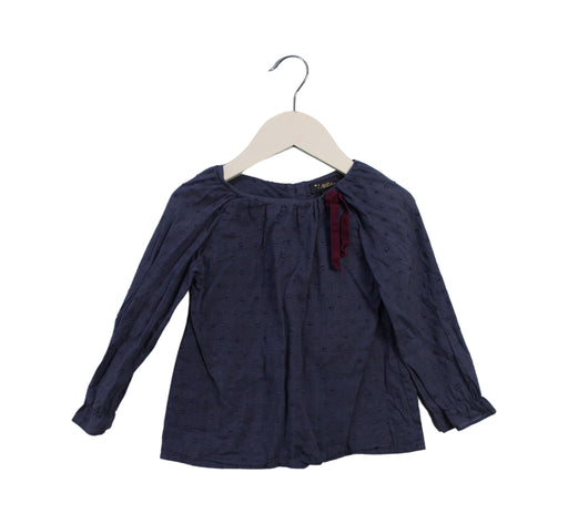 A Navy Long Sleeve Tops from Velveteen in size 3T for girl. (Front View)