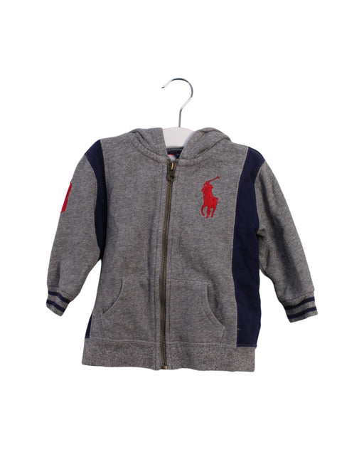 A Grey Zippered Sweatshirts from Polo Ralph Lauren in size 6-12M for boy. (Front View)