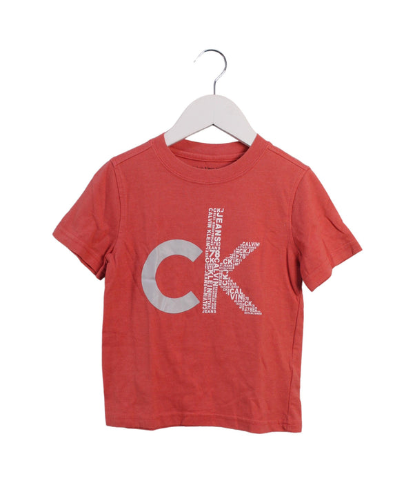 A Pink Short Sleeve T Shirts from Calvin Klein in size 4T for boy. (Front View)