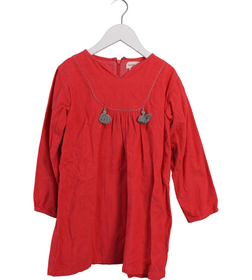 A Red Long Sleeve Dresses from Arsène et les pipelettes in size 5T for girl. (Front View)