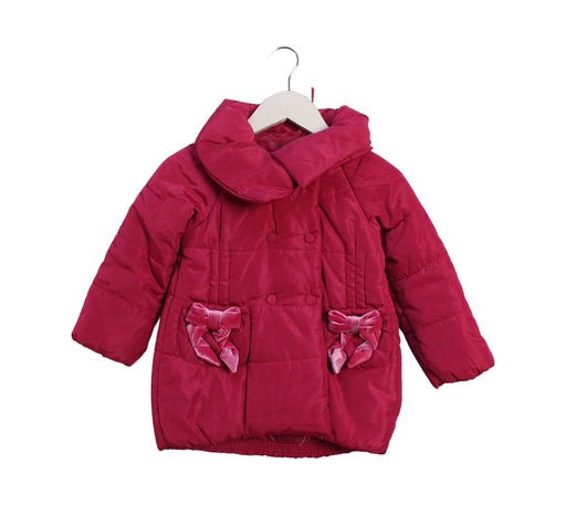 A Pink Puffer/Quilted Jackets from Monnalisa in size 3T for girl. (Front View)