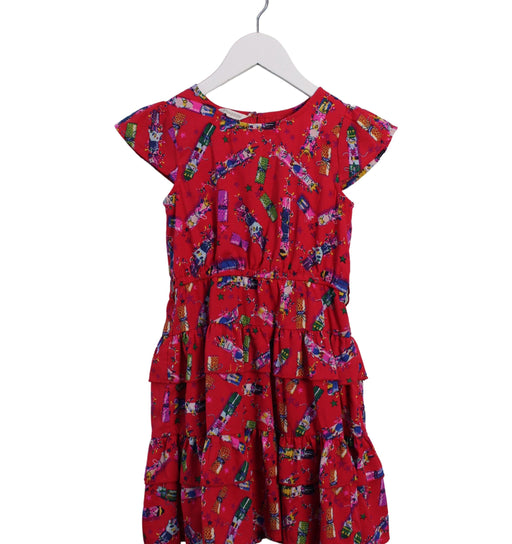 A Red Short Sleeve Dresses from Monsoon in size 6T for girl. (Front View)