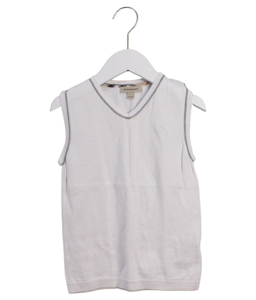 A White Sweater Vests from Burberry in size 6T for boy. (Front View)