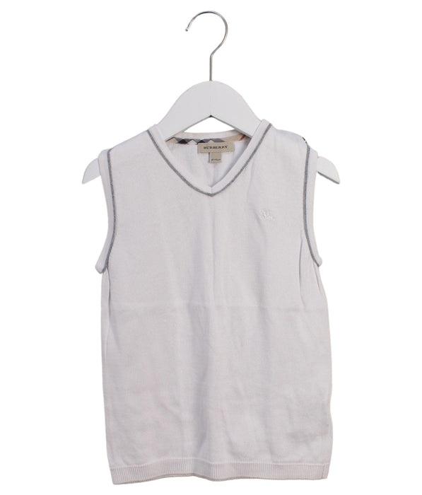 A White Sweater Vests from Burberry in size 6T for boy. (Front View)