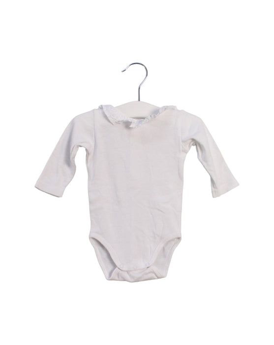 A White Long Sleeve Bodysuits from Bout'Chou in size 0-3M for girl. (Front View)