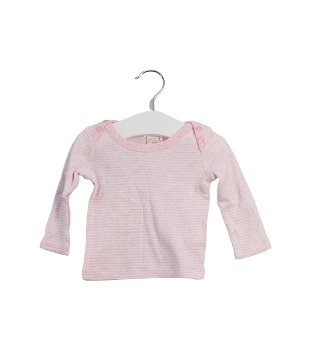 A Pink Long Sleeve Tops from Seed in size 3-6M for girl. (Front View)