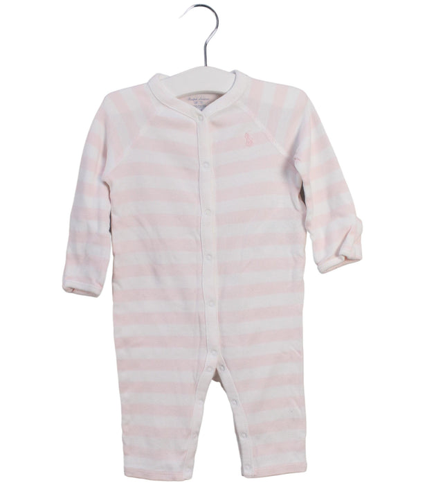 A Pink Long Sleeve Jumpsuits from Ralph Lauren in size 3-6M for girl. (Front View)