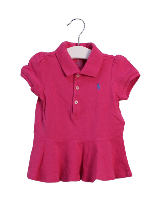 A Pink Short Sleeve Dresses from Ralph Lauren in size 12-18M for girl. (Front View)