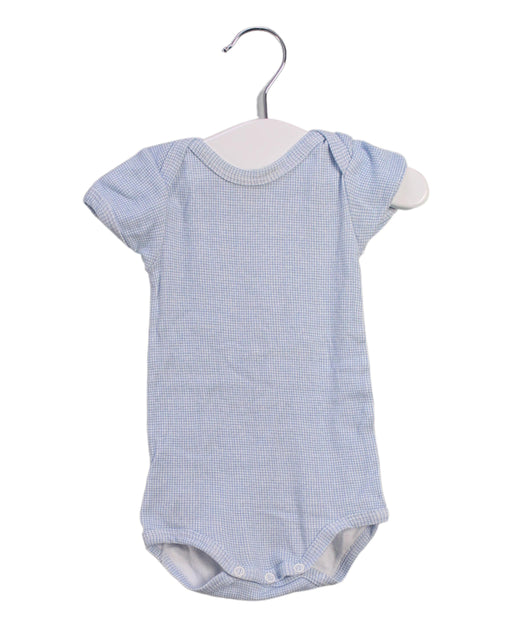 A Blue Short Sleeve Bodysuits from Petit Bateau in size 0-3M for girl. (Front View)