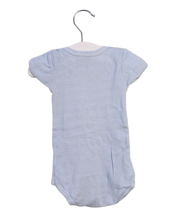 A Blue Short Sleeve Bodysuits from Petit Bateau in size 0-3M for girl. (Back View)