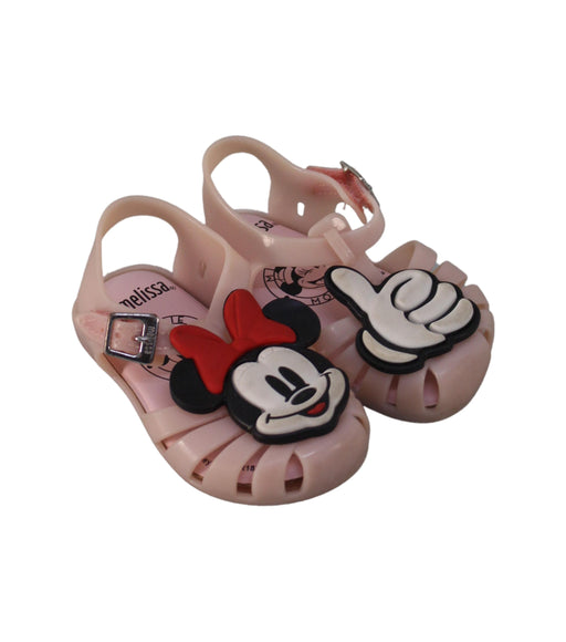 A Pink Sandals from Mini Melissa in size 12-18M for girl. (Front View)