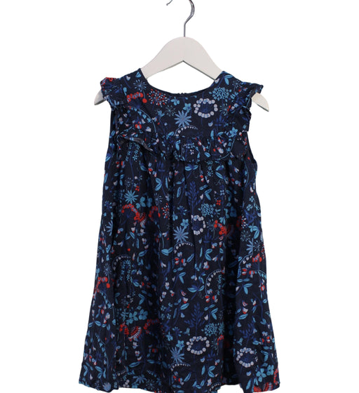 A Blue Sleeveless Dresses from Jacadi in size 5T for girl. (Front View)