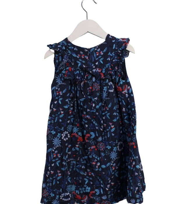 A Blue Sleeveless Dresses from Jacadi in size 5T for girl. (Back View)