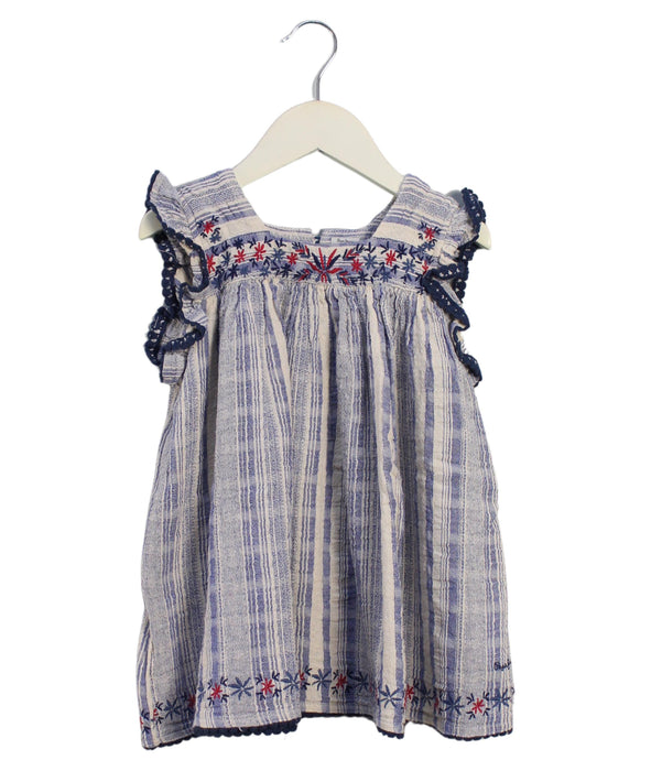 A Blue Sleeveless Tops from Pepe Jeans in size 5T for girl. (Front View)