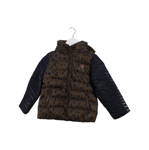 A Brown Puffer/Quilted Jackets from Scotch & Soda in size 4T for girl. (Front View)
