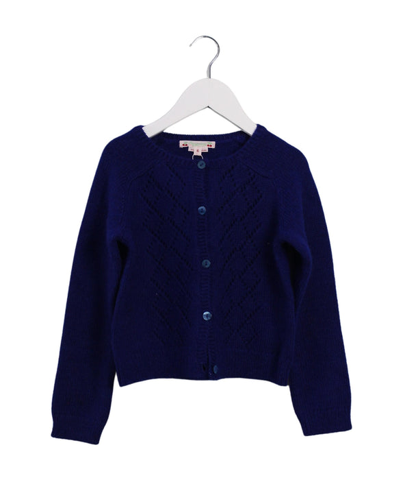 A Blue Cardigans from Bonpoint in size 6T for girl. (Front View)