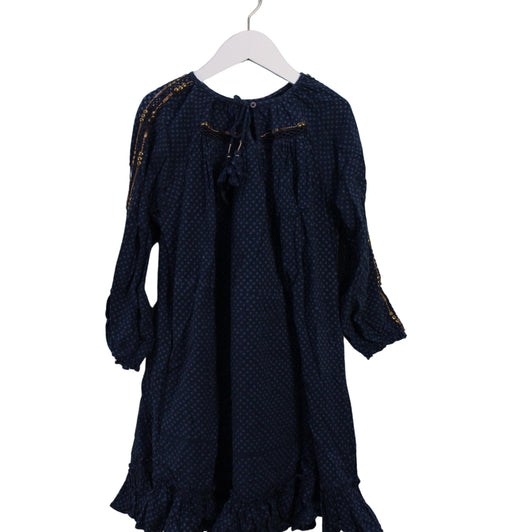 A Blue Long Sleeve Dresses from Velveteen in size 10Y for girl. (Front View)