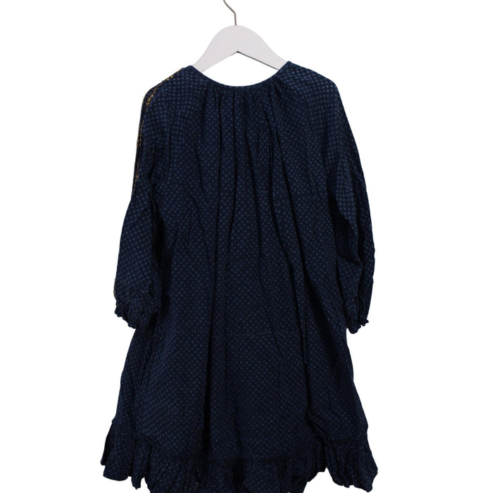 A Blue Long Sleeve Dresses from Velveteen in size 10Y for girl. (Back View)