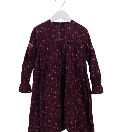 A Burgundy Long Sleeve Dresses from Velveteen in size 6T for girl. (Front View)