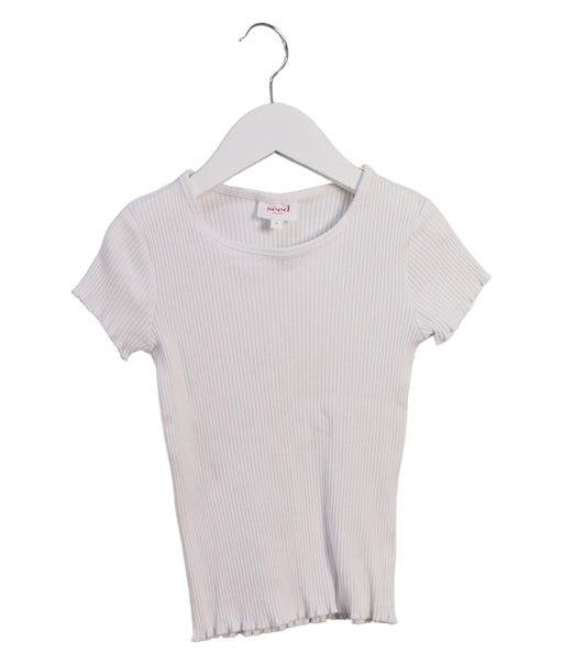A White Short Sleeve Tops from Seed in size 6T for girl. (Front View)