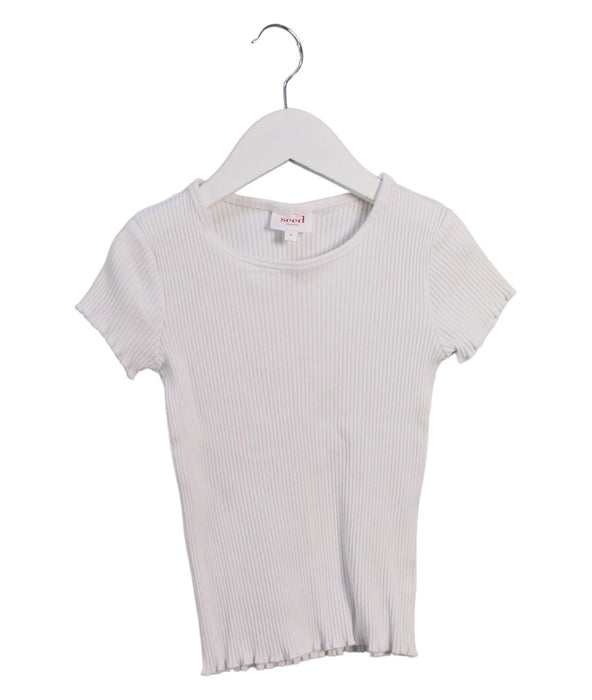 A White Short Sleeve Tops from Seed in size 6T for girl. (Front View)