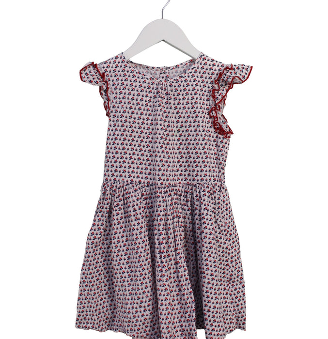 A Red Short Sleeve Dresses from Petit Bateau in size 6T for girl. (Front View)