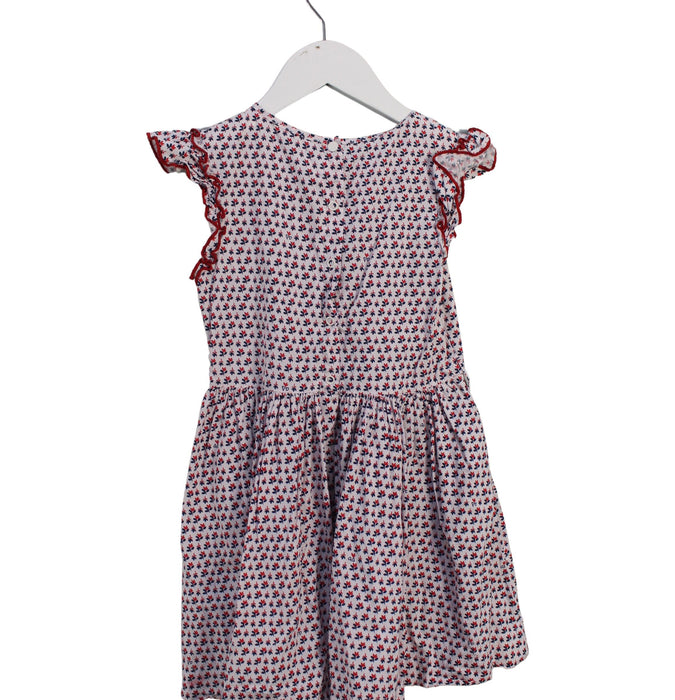 A Red Short Sleeve Dresses from Petit Bateau in size 6T for girl. (Back View)