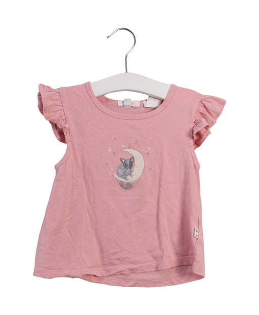 A Pink Sleeveless Tops from Purebaby in size 18-24M for girl. (Front View)
