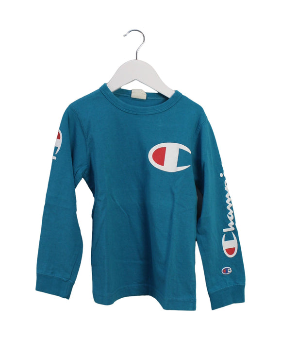 A Green Crewneck Sweatshirts from Champion in size 7Y for boy. (Front View)