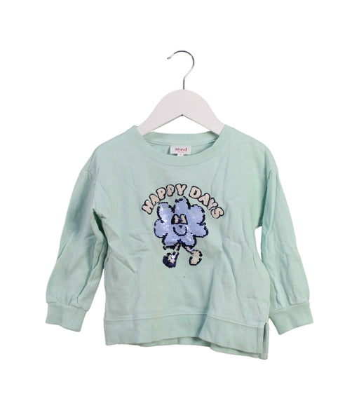 A Green Crewneck Sweatshirts from Seed in size 4T for girl. (Front View)