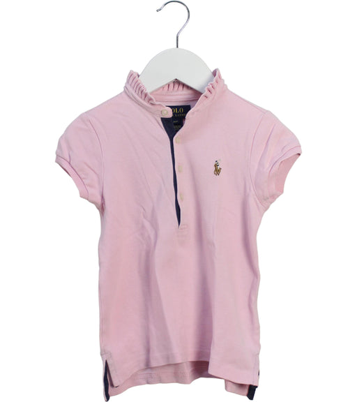 A Pink Short Sleeve Tops from Polo Ralph Lauren in size 4T for girl. (Front View)