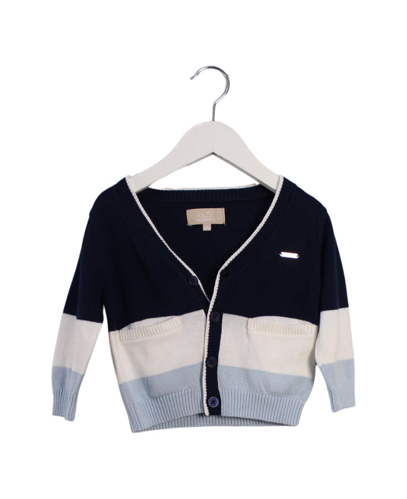 A Navy Cardigans from Chickeeduck in size 12-18M for boy. (Front View)