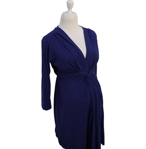 A Blue Long Sleeve Dresses from Seraphine in size S for maternity. (Front View)