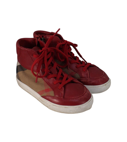 A Red Sneakers from Burberry in size 5T for boy. (Front View)