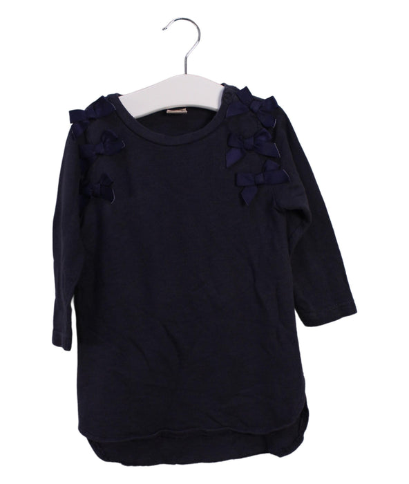 A Navy Long Sleeve Dresses from Petit Main in size 18-24M for girl. (Front View)
