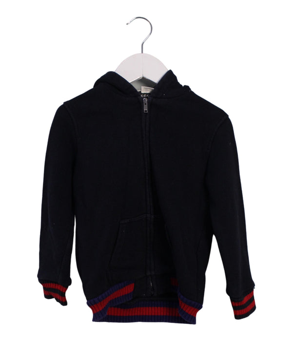 A Navy Zippered Sweatshirts from Gucci in size 3T for boy. (Front View)