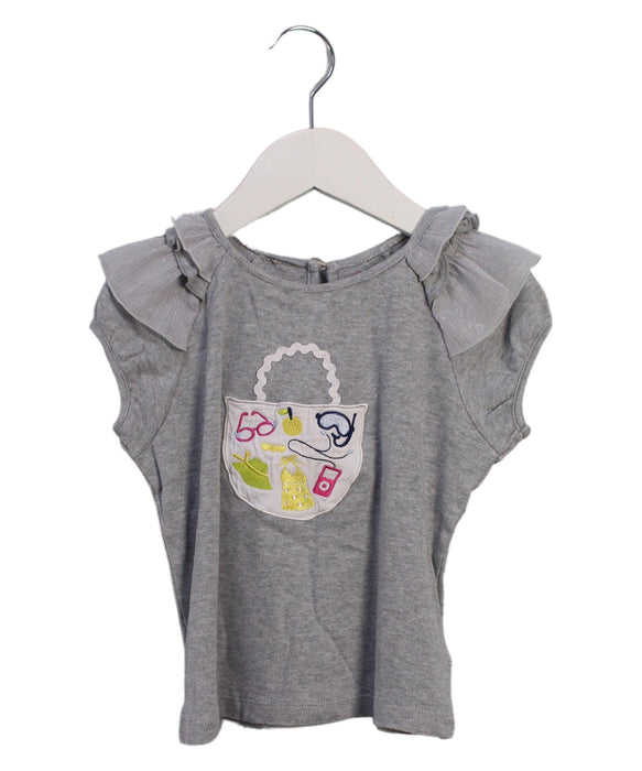 A Grey Short Sleeve Tops from Chickeeduck in size 4T for girl. (Front View)