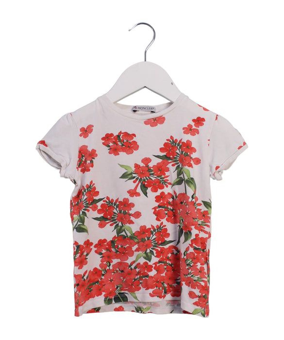 A Red Short Sleeve T Shirts from Moncler in size 4T for girl. (Front View)