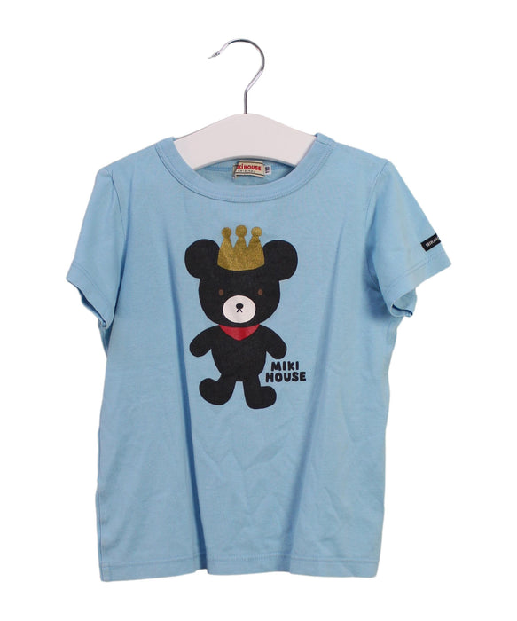 A Blue Short Sleeve T Shirts from Miki House in size 4T for boy. (Front View)