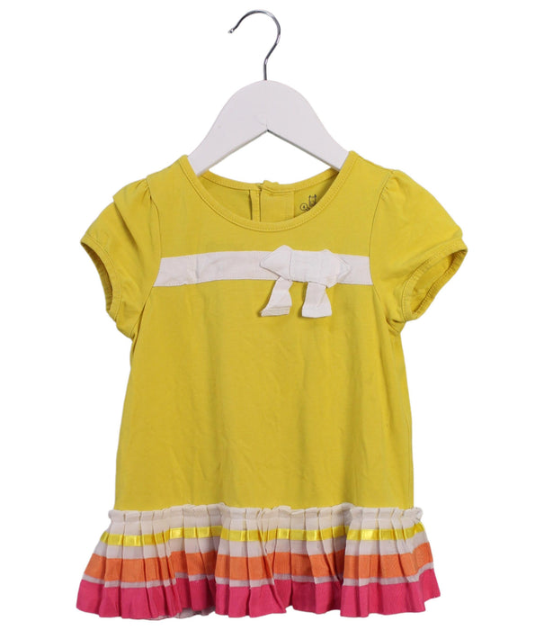 A Yellow Short Sleeve Dresses from Kingkow in size 4T for girl. (Front View)