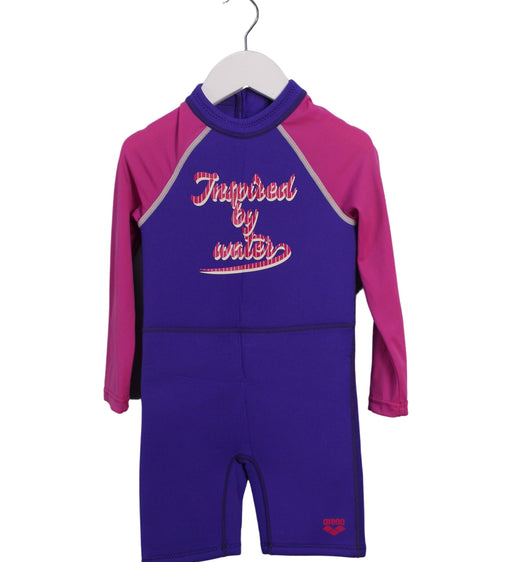 A Purple Wetsuits from Arena in size 2T for girl. (Front View)