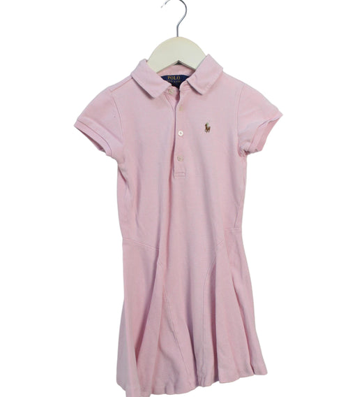 A Pink Short Sleeve Dresses from Polo Ralph Lauren in size 5T for girl. (Front View)