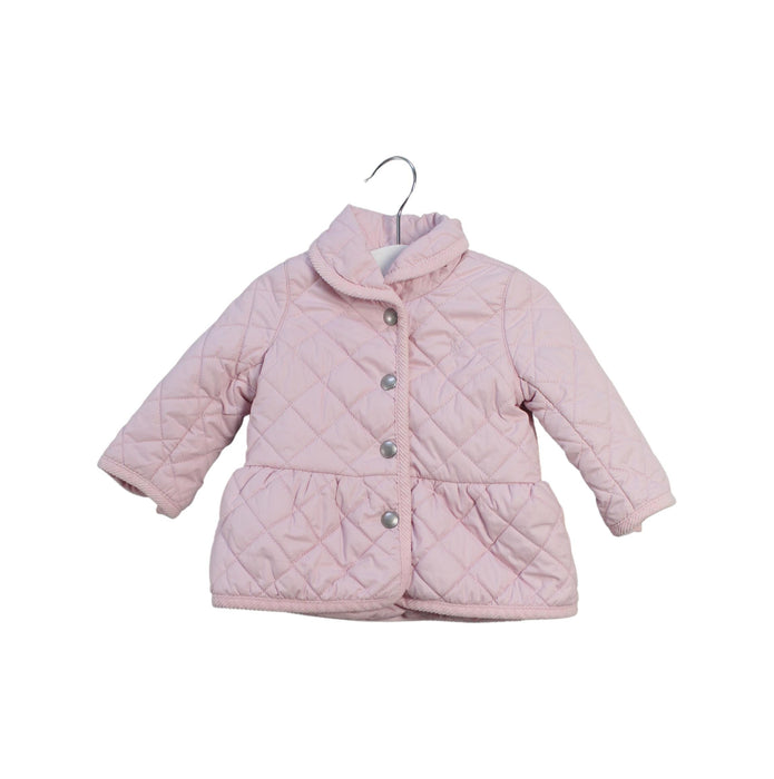 A Pink Puffer/Quilted Jackets from Ralph Lauren in size 3-6M for girl. (Front View)