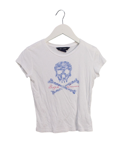 A White Short Sleeve T Shirts from Ralph Lauren in size 4T for girl. (Front View)