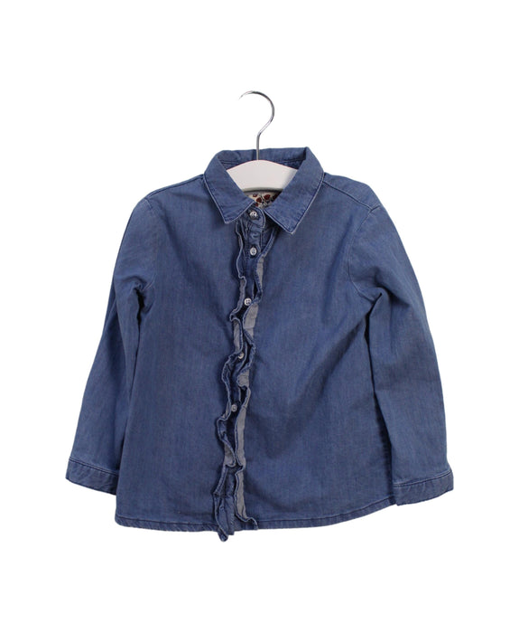 A Blue Long Sleeve Tops from Bonpoint in size 3T for girl. (Front View)